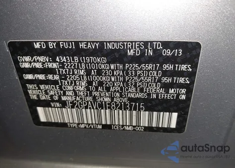 2014 Subaru Xv Crosstrek 2.0I Premium из США, поврежденный, VIN JF2GPAVC1E8213715